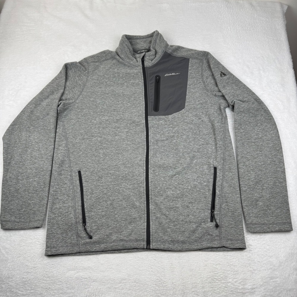 Eddie Bauer First Ascent Fleece Jacket Mens TL Gray Full Zip Mock Neck 13950341